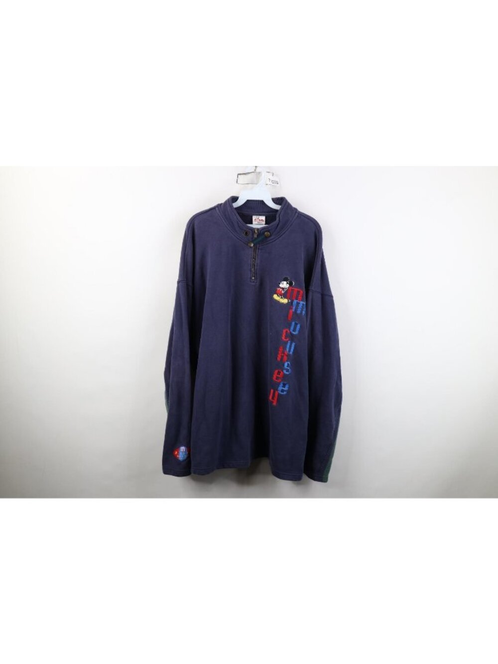 Vintage 90s Disney Mens 2XL Sun Faded Mickey Mouse 1/4 Zip Pullover Sweatshirt